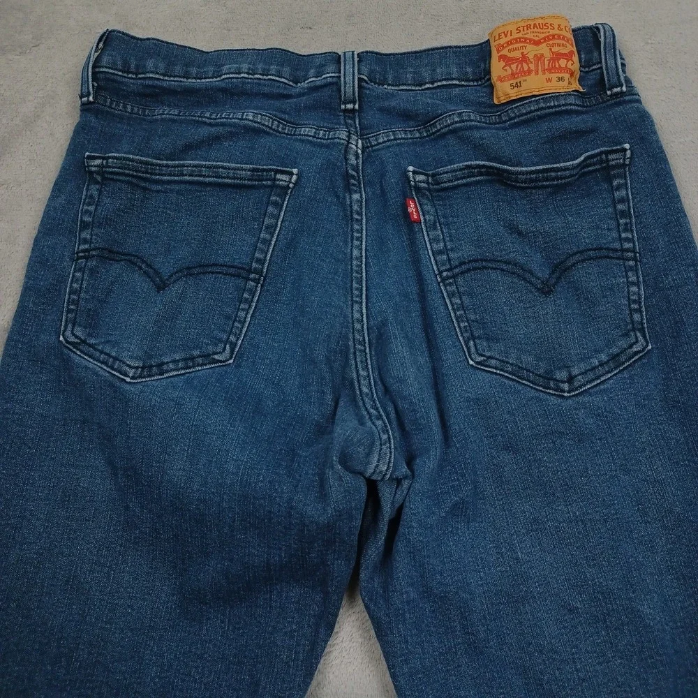Levis 541 Jeans Mens 36x30 Blue Denim Distressed Athletic Tapered Preppy